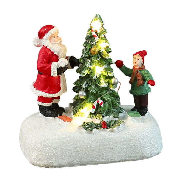 Figura de Papá Noel de resina, escultura decorativa de Papá Noel, regalo navideño, adorno de mesa Estatua del niño Papá Noel