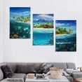 thumbnail image 4 of Nawypu Tropical Island Coral Reef Landscape Canvas Wall Art,Unique View Split Waterline Scenery, Beautiful Nature Summer Travel Scenic Picture Print Artwork Painting Decor 12''x16''X3 Panels, 4 of 4