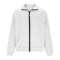 thumbnail image 2 of Felirenzacia Men's Zipper Outwear Coat, Casual Solid Color Kangaroo Pockets Full Zip Up Hoodie Jacket, White,2XL, 2 of 8