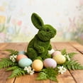thumbnail image 4 of Desktop Ornament Easter Bunny Flocked Figurines for Home Green Rabbit Statues for Garden Yard Centerpiece Display Seasonal Spring, 4 of 6