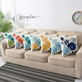 thumbnail image 4 of Farmhouse Outdoor Throw Pillow Covers Cotton Canvas Teal and Turquoise Pillow Covers 16x16 inch Decorative for Couch Sofa Patio Porch Flowers Pattern Pack of 2, 4 of 6