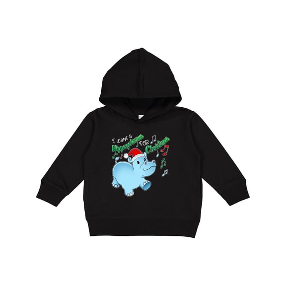 Inktastic I Want a Hippopotamus for Christmas Hippo in Santa Hat Toddler Hoodie
