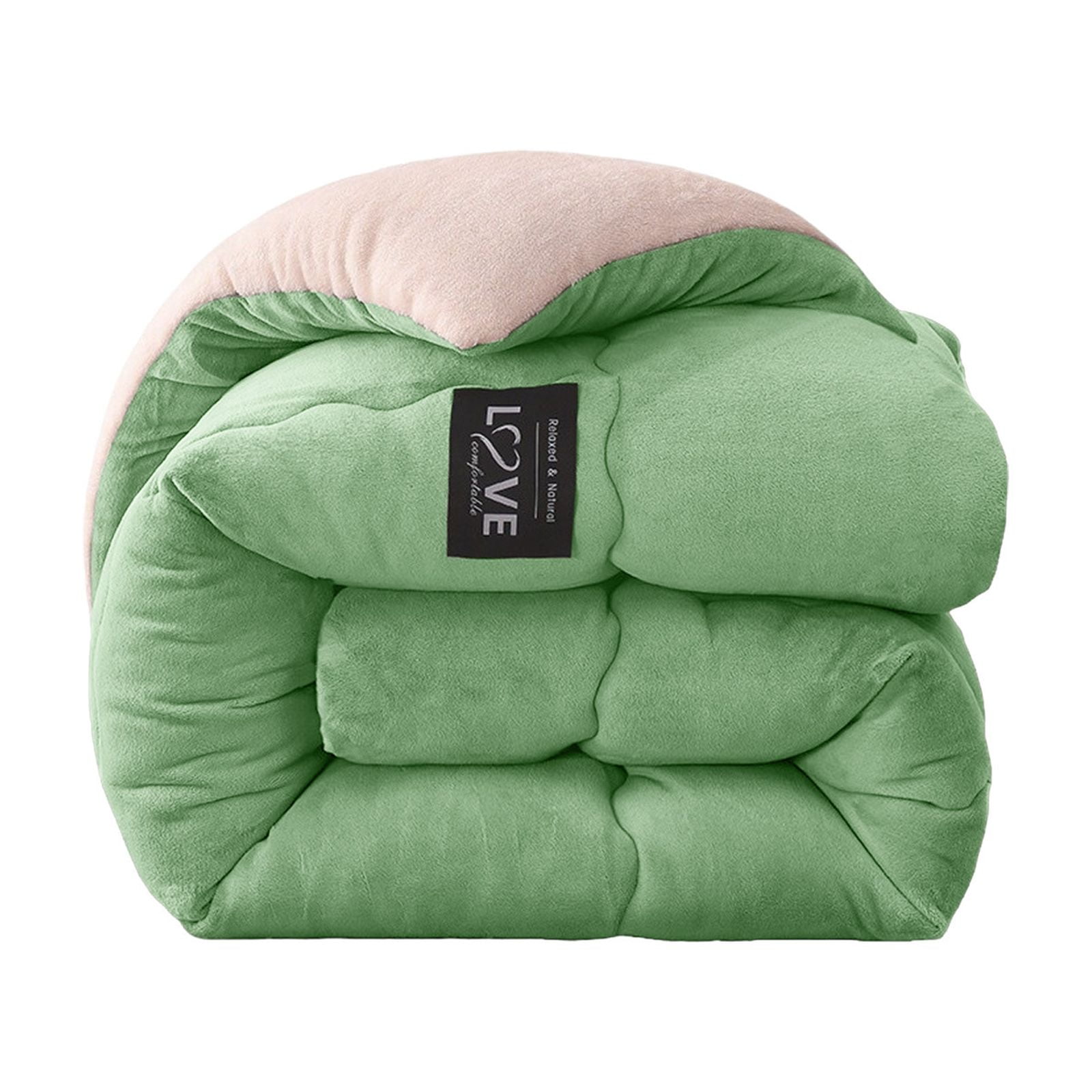 Kezqiaxn Thickened Comforter 150x200cm Milk Fleece Full Size Comforters Winter Quilt Doubles Lightweight Quilt Bed Thick Blankets Warm Cotton Quilt for Camping/Bedroom/All Season Green