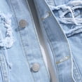 thumbnail image 6 of Men's Denim Jacket Patchwork Fringe Jacket Slim Jean Jacket Streetwear Coat, 6 of 7