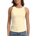 thumbnail image 3 of Women's Crewneck Racerback Ribbed Tank Tops Summer Basic High Neck Sleeveless Slim Fit Crop Tops, 3 of 6
