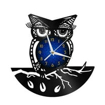 Cute Owl 2 Vinyl Record Wall Clock for Kitchen Wall Decor Wall Art Gift for Lover Gift Idea for a Best Friend(B)