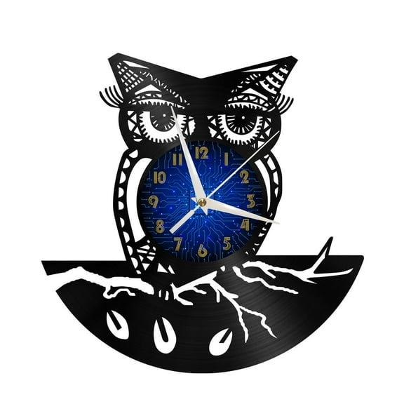 Cute Owl 2 Vinyl Record Wall Clock for Kitchen Wall Decor Wall Art Gift for Lover Gift Idea for a Best Friend(B)