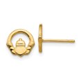 thumbnail image 1 of 14K Yellow Gold Claddagh Post Earrings, 1 of 2