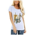 thumbnail image 1 of Hauts d'Été Grande Taille pour Femmes, T-shirt Imprimé Lapin Col Rond, Manches Courtes, Blouse Décontractée Ample, Col en V, en Solde, 1 of 8