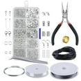 thumbnail image 1 of Trousse d'Outils pour Fabrication et Réparation de Bijoux avec 10 Compartiments - Comprend des Pinces, des Pinces à Épiler, 20 Embouts en Ruban de Fer, 20 Crochets d'Oreille, 50 Fermoirs Mousqueton, 20 Bélières à Pince, 130 Anneaux de Suspension (8 mm), 50 Rubans, 1 of 4