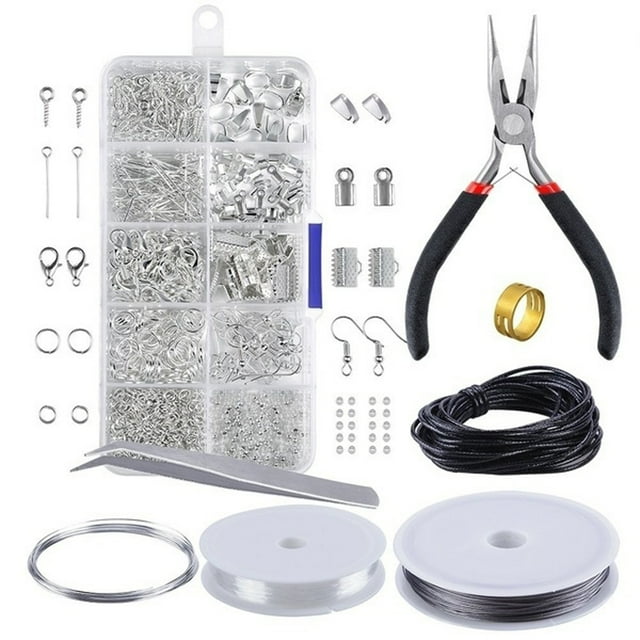 Kit de Fabrication de Bijoux Ensemble de Démarrage de Bijoux Outils de Fabrication et de Réparation de Perles Pinces Argentées Outil de Démarrage de Fil
