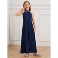 thumbnail image 2 of Sxiwei Combinaison Plissée Sans Manches pour Filles avec Perles et Strass Robes de Filles Fleur Bleu Marine 10, 2 of 7