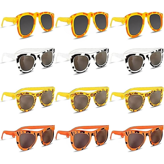 ArtCreativity Safari Jungle Animal Print Plastic Sunglasses Party Favors for Kids – 12 Pack Character Sunglasses for Boys & Girls Ages 3-12