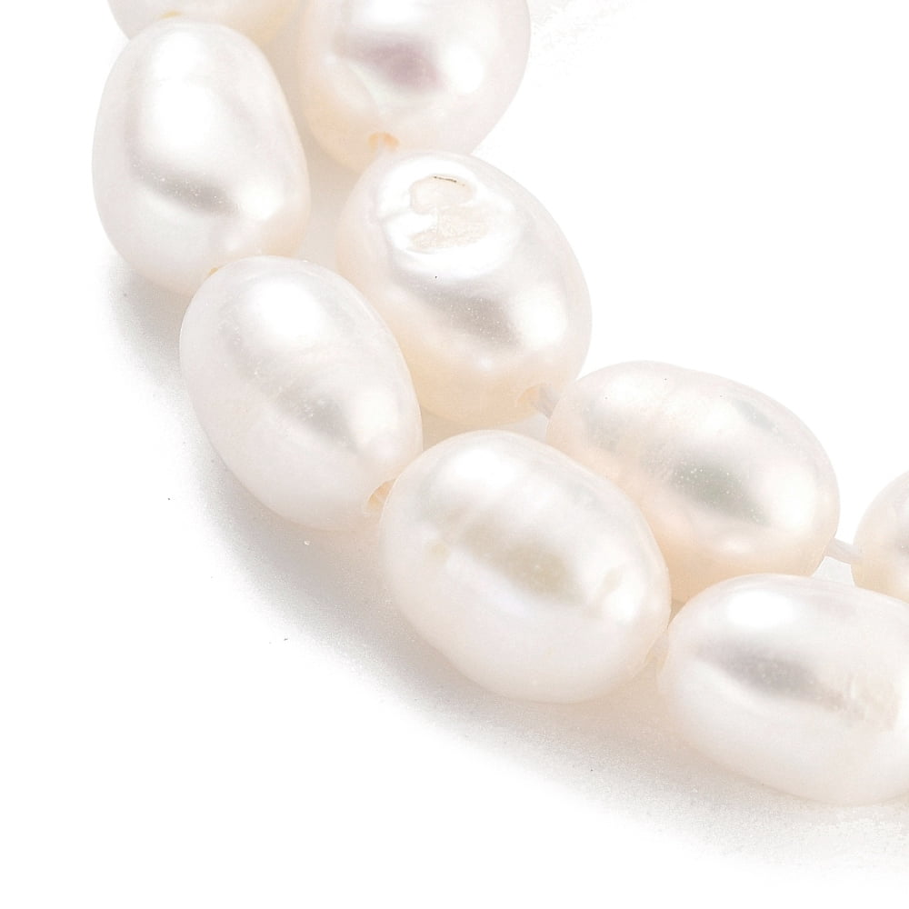 Natural Cultured Freshwater Pearl Beads Strands Rice Grade 2A+ White 6-7mm Hole: 0.6mm 18-20pcs/strand 6.30''-6.69''(16-17cm)