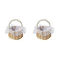 thumbnail image 4 of Sidaley Cesta de flores con mango de perla para dama de honor, cestas tejidas para portador de anillos de diseño Simple de compromiso Tipo 2 2Conjunto, 4 of 6