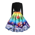 thumbnail image 3 of VSNOW Women 50s 60s Vintage Dresses Long Sleeve Christmas Party Swing Dress, 3 of 8