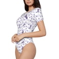 thumbnail image 2 of The Xecao Lavender Flowers Women's Crew Neck Body Suit, a short-sleeved bodysuit and basic swimsuit, both comfort and style for dating and daily life, 2 of 9
