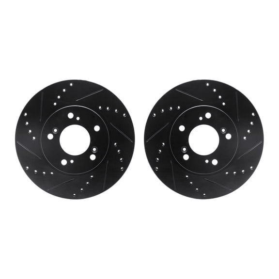 Dynamic Friction Company Front Brake Rotors-Drilled and Slotted-Black 8002-59011