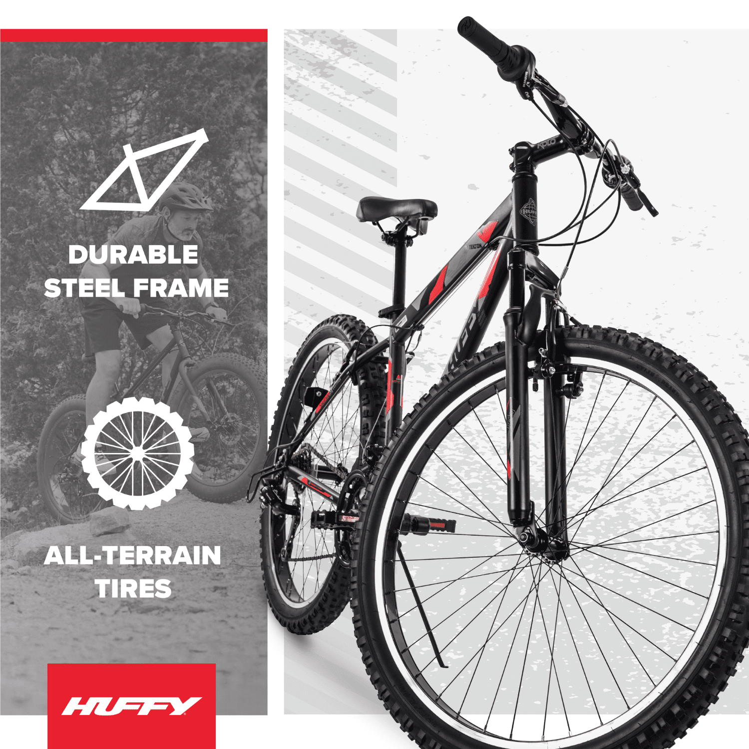 Huffy 27.5" Tekton Mountain Bike, Fits Riders 60"+, Gray, Adult, Men's