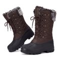 thumbnail image 2 of Pennysue Women's Mid-Calf Snow Boots Brown Grid Warm Faux Fur Lined Winter Boots Insulated 8M, 2 of 7