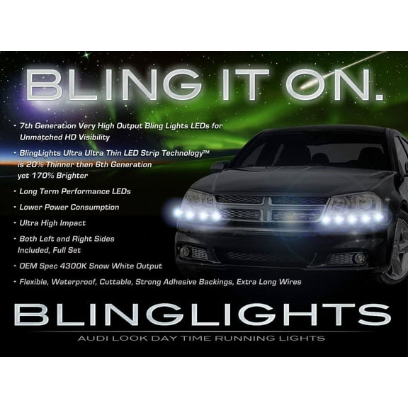 For Dodge Avenger LED DRL Strip Lights for Headlamps Headlights Head Lamps LEDs Light Strips DRLs