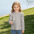 thumbnail image 3 of YUANxueke Girls Ruffle Long Sleeve Cotton Shirts Soft Casual Crewneck Pullover Layering Tops,Gray,2-3 Years, 3 of 7
