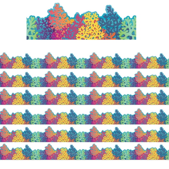 Eureka Seas the Day Colorful Coral Reef Extra Wide Die-Cut Deco Trim, 37 Feet Per Pack, 6 Packs