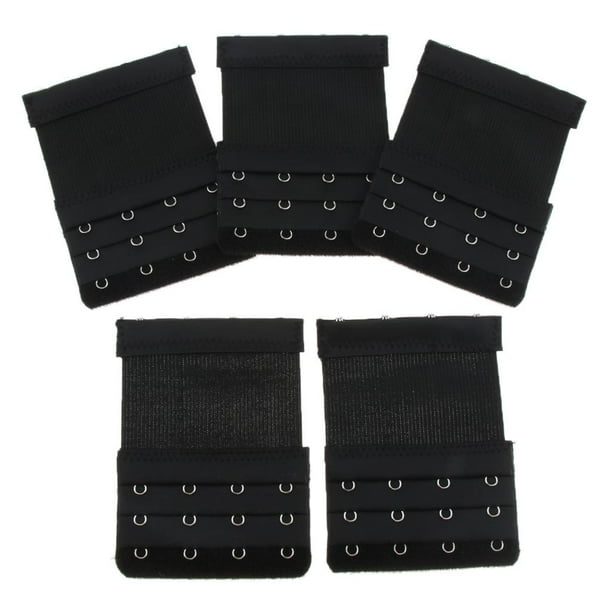5 juegos de extensores de sujetador con 4 ganchos y 3 filas de tirantes para ropa interior femenina, accesorios de ropa Negro