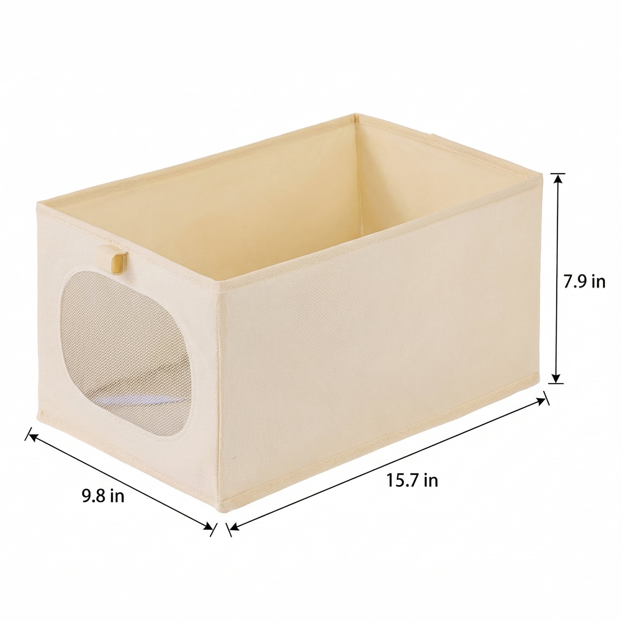 Unique Bargains Fabric Storage Bin With Bottom Beige 15.7*9.8*7.9in