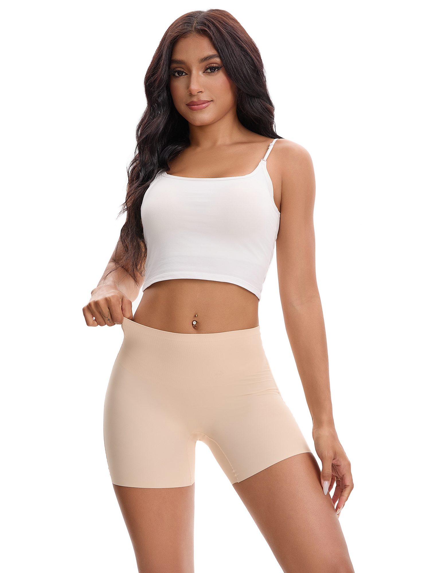Unique Bargains Seamless Shapewear Slip Shorts Slimming Underwear L Beige