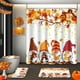 thumbnail image 1 of Juego de cortina de ducha de otoño con tapa de inodoro y alfombras antideslizantes, 4 piezas de cortinas de ducha de bosque de calabazas en follaje otoñal para baño, decoración de baño de otoño, 1 of 7