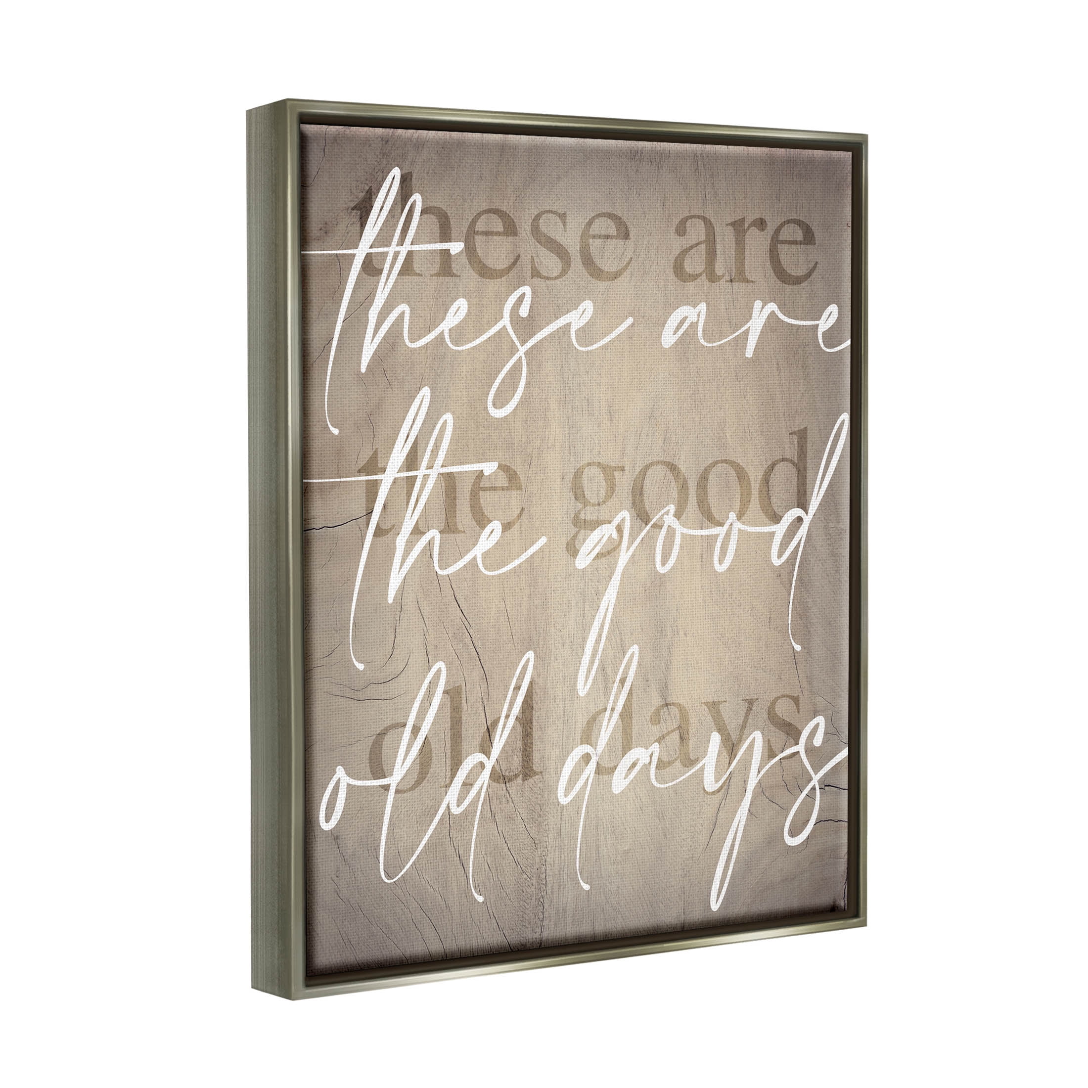 These Are The Good Old Days Phrase Inspirational Graphic Art Luster Gray Framed Art Print Wall Art