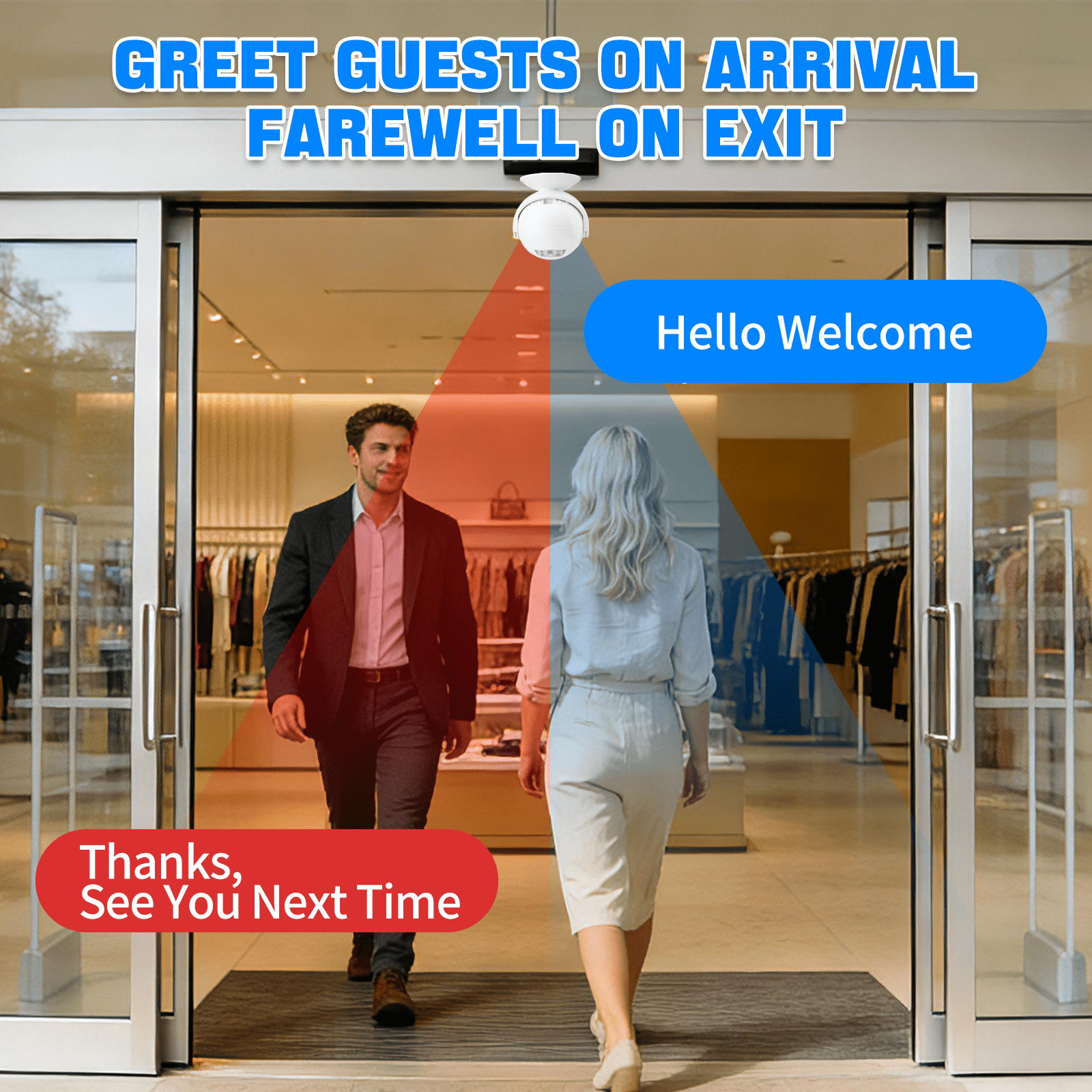 NineLeaf Motion Sensor Doorbell,Motion Activated Voice Player,Entrance Welcome Doorbell,95dB Sound,MP3 Support,USB-C Powered,Dual Directional Sensing,Ideal for Home,Store,Office,30PK