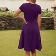 thumbnail image 3 of Daolelai Women's Summer Elegant Retro Sweetheart Neck Short Sleeve A-Line Skirt Work Party Casual Dress, 3 of 5