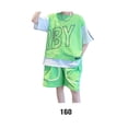 thumbnail image 2 of Sonducket Ropa deportiva de moda con letras para niños, jersey de manga corta, conjuntos de ropa estampada, ropa informal de algodón para conjuntos de ropa Verde ciento sesenta, 2 of 6