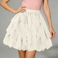 thumbnail image 3 of Tulle Skirts for Women Elastic Waist Ruffled Mesh Puffy Ballet Tutu Skirts 50s Carnival Party Mini Skirt, 3 of 5