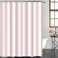 thumbnail image 4 of Shower Curtain Abstract Classic Pink and White Stripe Graphic Modern Waterproof Polyester Fabric 72 x 72 inches Set with Hooks, 4 of 5