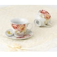 thumbnail image 3 of Elegant Durable and Colorful Porcelain Tea Cup and Saucer Set with Metal Stand - Pink Floral, 8 oz. Set of 4, 3 of 3