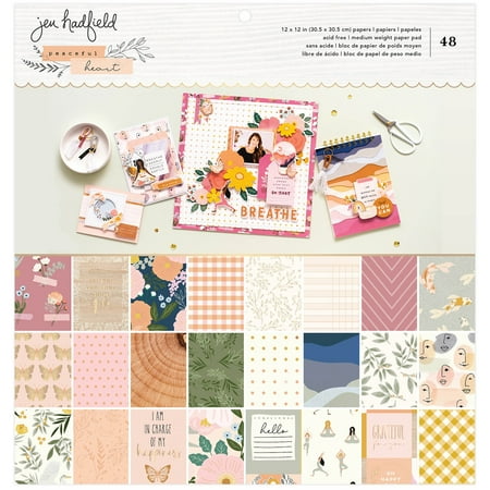 UPC: 0646247370492 | American Crafts Single-Sided Paper Pad 12 X12  48/Pkg-Jen Hadfield Peaceful Heart