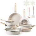 thumbnail image 1 of VEVOR 17 Piece Pots and Pans Set, Granite Nonstick Cookware Set, Induction Cookwares, Kitchen RV Cooking Sets with Frying, Sauce, Saute, Tempered Glass Lids, and Pan Protectors, White, 1 of 8