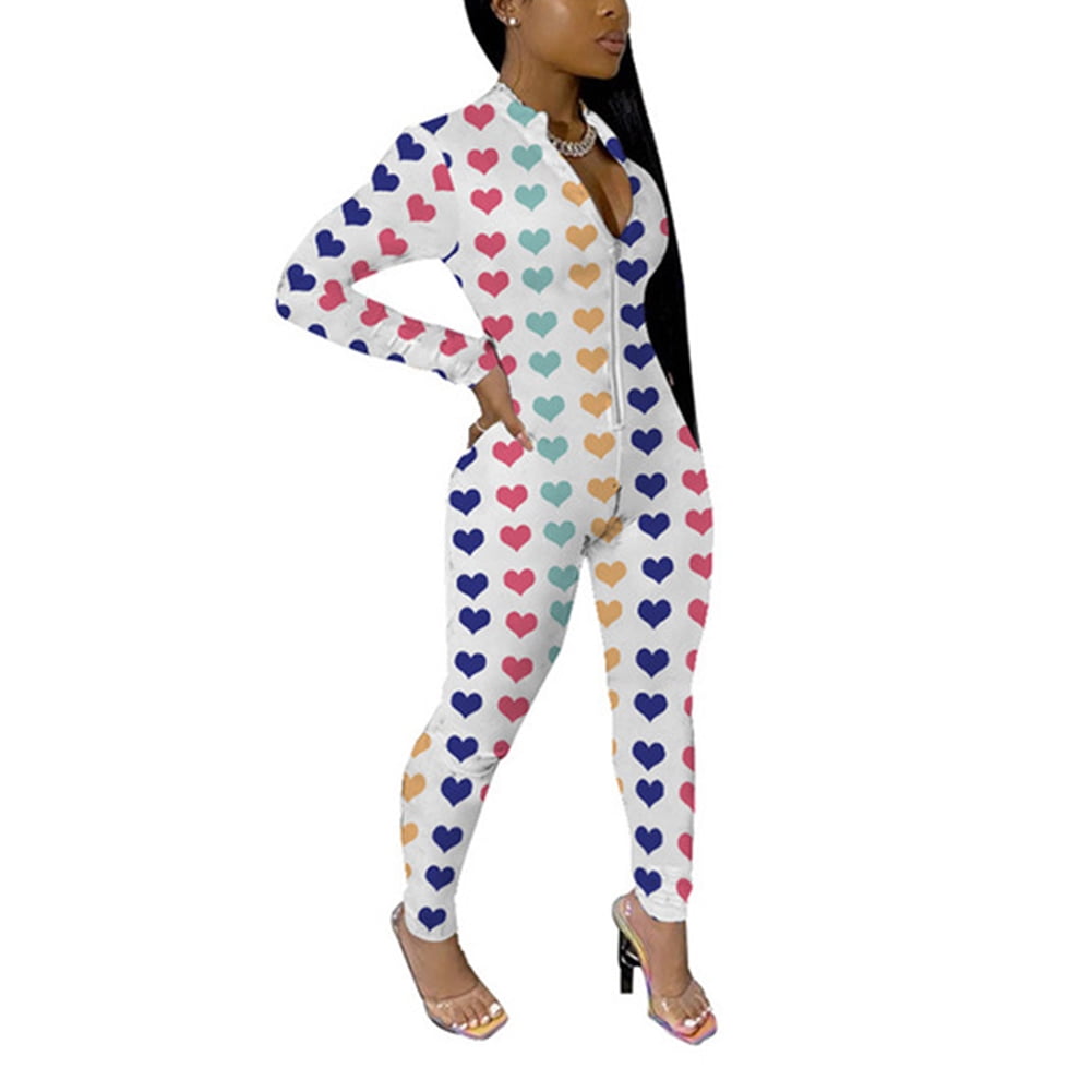 Women Butterfly print One Piece Pajama Union Suit Underwear Set Long