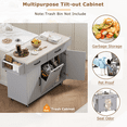 thumbnail image 5 of Kitchen Island with Trash Can Storage Cabinet, Kitchen Cart with Drop Leaf, Spice Rack, Towel Rack and Drawer, Rolling Kitchen Island on Wheels with Adjustable Shelf, Grey, 5 of 9