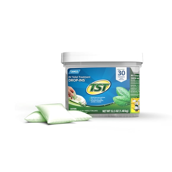 Tratamiento de inodoro para vehículos recreativos Camco TST, paquete de 30 (40263)