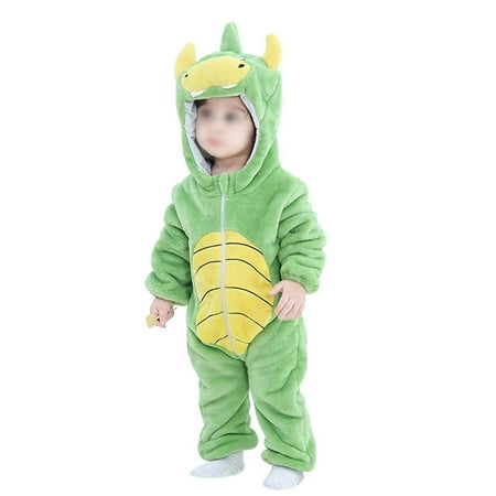 

Frontwalk Infant Dinosaur Print Thicken Fleece Romper One Piece Loose Winter Outwear Outfits Baby Long Sleeve Travel Onesies Green 70