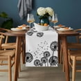 thumbnail image 2 of Dandelion Table Runner - 60 Inch Long, Kitchen Dining Table Runner Dresser Scarves, Black White Modern Country Rustic Plants Farmhouse Decor for Coffee Tables Wedding Party Banquet, 2 of 8
