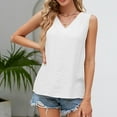 thumbnail image 7 of up to 60% off Gifts Usmixi Womens Tank Tops Casual Solid Comfy Breathable Cotton Linen Tee Shirts Vest Summer Trendy Plain V-Neck Sleeveless Shirts Blouse White XL, 7 of 7