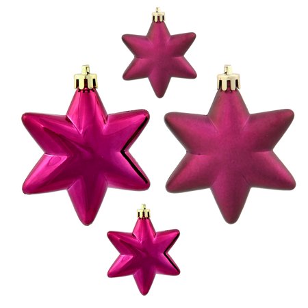 - 36ct Matte & Shiny Eggplant Purple Star Shatterproof Christmas Ornaments 1.5