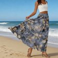 thumbnail image 6 of LWavelet Women's Vintage Floral Print Tiered Maxi Skirt, Elastic Waist with Pockets, Boho Spring & Easter Long Skirt Dark Gray 2XL, 6 of 6
