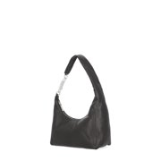 Rick Owens Women's Minimalist Black Leather Bag With Silver Carabiner And Internal Pocket Grey