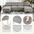 thumbnail image 4 of Harper & Bright Designs Modular Sectional Sofa Set with Ottoman and Chaise, 4-Seat U-Shaped Couch with Gold Legs, Velvet Upholstered Sectional Sofe with for Living Room Apartment, LIGHT GREY, 4 of 19